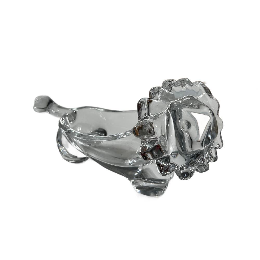 VTG MCM Sasaki Lion Lead Crystal Lion Trinket Candy Pipe Holder Dish 9.5" x 5"